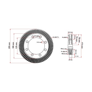 Grup conic Comer Z72/Z10 M3.55 pentru grebla Maschio Gaspardo Golia Seria: 250-300/330/380/410 coroana 0.792.6000.00 pinion 0.792.5000.00 - Img 6