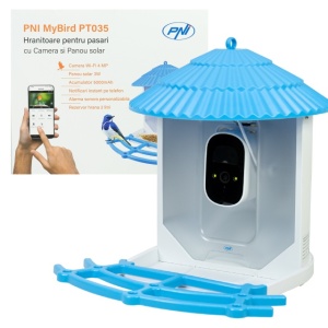 Hranitoare inteligenta pentru pasari PNI MyBird PT035 cu camera Wi-Fi 4MP si panou solar 3W, rezervor hrana 2l, aplicatie dedicata, detectie miscare, notificari instant, slot card micro SD, audio bidi - Img 7