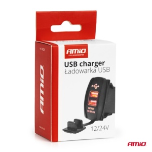 Incarcator de telefon rezistent la apa cu lumina de fundal LED ROSU 2xUSB 12/24V - Img 5