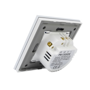 Intrerupator cap scara si cap cruce dublu cu touch PNI CS202W din sticla, alb cu LED indicator, 800W / intrerupator - Img 4