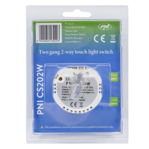 Intrerupator cap scara si cap cruce dublu cu touch PNI CS202W din sticla, alb cu LED indicator, 800W / intrerupator - Img 7