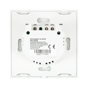Intrerupator dublu cu touch PNI SH202 din sticla, alb cu LED indicator - Img 6