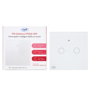 Intrerupator inteligent cu touch PNI SafeHome PT202L WiFi, 10A, control prin aplicatia Tuya Smart, compatibil cu Alexa si Google Assistant - Live Wire, fara nul - Img 8