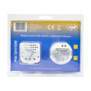 Intrerupator simplu PNI SH115W din sticla cu touch, combinat cu priza Schuko si mufe USB - Img 3