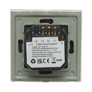 Intrerupator touch triplu cap scara alb 220V, indicator luminos, rama sticla 86x86x34mm - Img 4