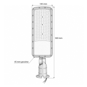 Lampa iluminat stradal LED 150W, 100-265V, 6500K, 21000lm cu prindere pe stalp 560x185x45mm IP66 Breckner Germany - Img 5