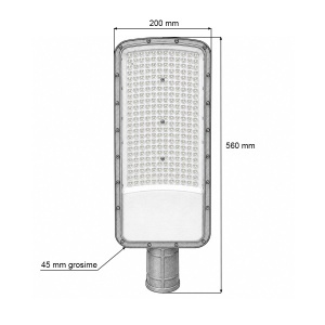 Lampa iluminat stradal LED 200W, 100-265V, 6500K, 28000lm cu prindere pe stalp 560x200x45mm IP66 Breckner Germany - Img 5