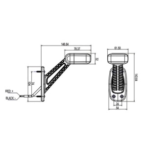 Lampa LED marcaj lateral cu suport DREAPTA rosu-alb 100MM - Img 4
