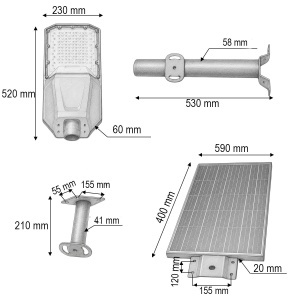 Lampa solara LED iluminat stradal 500W cu panou solar 50W, baterie LiFePO4 55000mAh, telecomanda si suport prindere Breckner Germany - Img 5