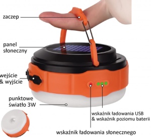 Lampa solara reincarcabila 500 lm +110 lm, 2000 mAh VERKE - Img 2