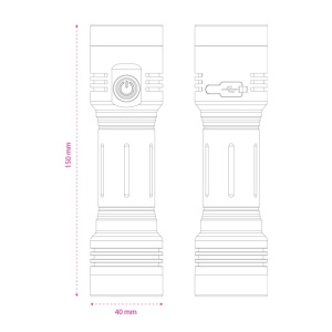 Lanterna dubla PNI Adventure F200 din aluminiu cu LED, acumulator 4000mAh si port micro USB, 3 LED-uri cu deschidere mare si unul cu focus, ambele au 3 niveluri de putere - Img 2