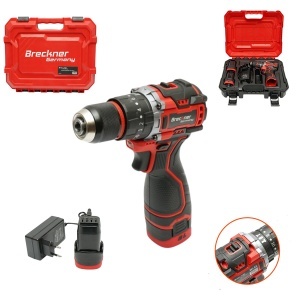 Masina de gaurit si insurubat cu percutie 320W, 2 acumulatori 16.8V, 1.5Ah Li-ion, LED, Brushless, 50Nm, mandrina 10mm, 0-500/1500rpm Breckner Germany