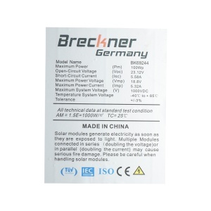 Panou solar fotovoltaic 100W polycristalin 1200x550x30mm Breckner Germany - Img 4