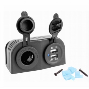 Priza bricheta cu 2 USB, 1A+2.1A, cu capace 12/24V - Img 7