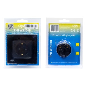 Priza simpla incastrabila PNI WP101B, cu rama din sticla, 16A, 3700W, 230V, negru - Img 4