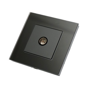 Priza TV neagra incastrata cu rama din sticla 86x86mm