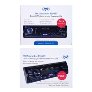 Radio MP3 player auto PNI Clementine 8550BT, fata detasabila, 4x45w, 12V, 1 DIN, cu SD, USB, AUX, RCA - Img 4