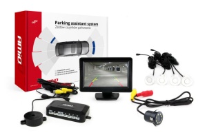 Set 4 senzori parcare, albi, cu camera, monitor 4.3" si buzzer