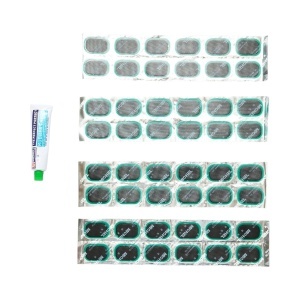 Set 48 petice vulcanizare ovale 24x35mm + 1 tub adeziv 20ml pentru camere de aer M-48 Michel - Img 5