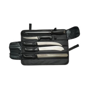 Set cutite macelarie profesionale 5 piese cu geanta, lama otel 5Cr15MoV, maner PP negru Breckner Germany - Img 2