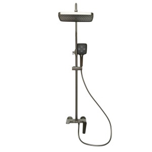 Set dus Premium multifunctional de perete din cupru, 3 functii curgere apa, dus dreptunghiular tip ploaie, para de dus, gri grafit satinat - Img 3