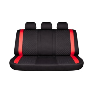Set huse scaune auto universale negru-rosu Diamond, piele ecologica matlasata 9 piese - Img 3