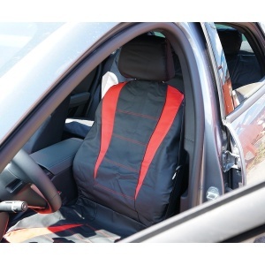 Set huse scaune auto universale negru-rosu, material piele ecologica si textil 8 piese - Img 4