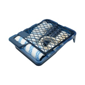 Set vopsit si zugravit cu trafaleti poliester 10cm, 18cm, 2 pensule, spaclu, mixer, tavita vopsea, gratar, folie protectie, banda mascare 15 piese Breckner Germany - Img 8