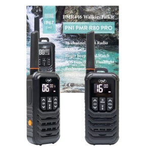 Statie radio portabila PNI PMR R80 PRO, set cu 2 bucati, 0.5W, 16 canale, Waterproof IP67, cu lanterna LED, buton SOS, VOX, USB-C - Img 6