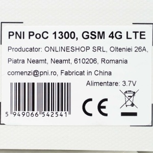 Statie radio portabila PNI PoC 1300 GSM 4G LTE, Linux OS, ecran color 1.77 inch, acumulator Li-Ion 4400 mAh