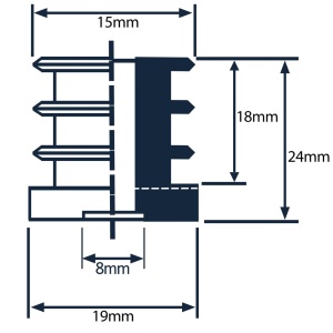 Tampon plastic cu filet interior M8 de 19 mm (1,5 mm) - Img 2