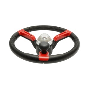 Volan tractor universal 390mm, prindere 25mm Z=24, maner rotativ 360 grade, rosu-negru Breckner Germany