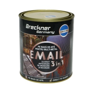 Vopsea email anticoroziva 3 in 1 albastru egee pentru metal 750g, direct pe rugina, pe baza de apa Breckner Germany - Img 2