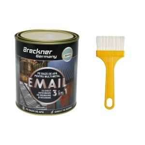 Vopsea email anticoroziva 3 in 1 argintie pentru metal 750g, direct pe rugina, pe baza de apa Breckner Germany