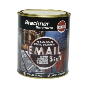 Vopsea email anticoroziva 3 in 1 maro roscat pentru metal 750g, direct pe rugina, pe baza de apa Breckner Germany - Img 2