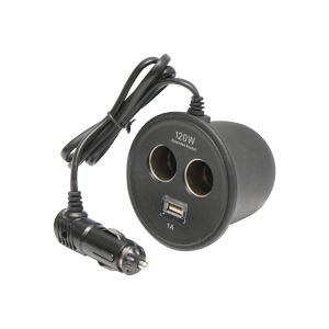 Adaptor triplu bricheta pt suport pahar cu cablu 1m - Img 2