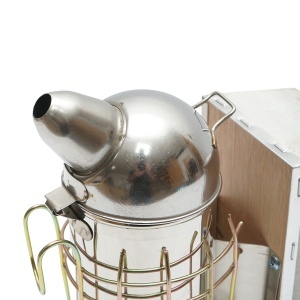 Afumator albine din otel inox cu cilindru scut termic si burduf din piele 210mm - Img 4