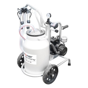 Aparat de muls vaci cu grup colector 160cc, sasiu galvanizat, bidon aluminiu 30L, 1 post, pahar inox Breckner Germany - Img 5