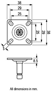 Ax suport pentru roti 38x38mm - Img 2