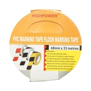 Banda adeziva de avertizare si marcare podea PVC rosu-alb 48mm x 33m HighPower - Img 8