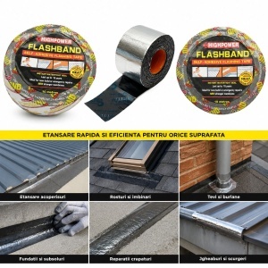 Banda bituminoasa autoadeziva 100mm x 10m pentru etansare si hidroizolare HighPower - Img 4