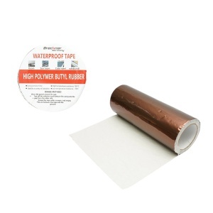 Banda butilica hidroizolanta autoadeziva 300mm x 5m cu folie de aluminiu maro RAL8003 Breckner Germany