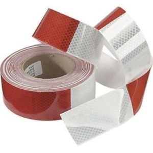 Banda reflectorizanta dreapta tip fagure alba/rosie 5cm x 25m