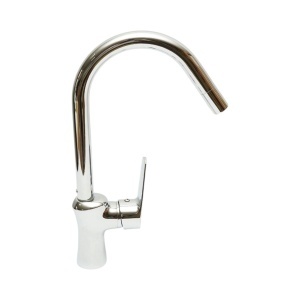 Baterie chiuveta bucatarie Premium din cupru, pipa rotativa inalta tip U, monocomanda, crom lucios, furtunuri incluse - Img 5