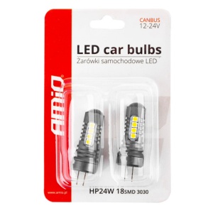 Bec LED Canbus 3030 18SMD HP24W alb 12V/24V, Amio, set 2 buc - Img 3