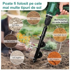 Burghiu pamant pentru bormasina (8 cm x 45cm) Holzfforma - Img 2