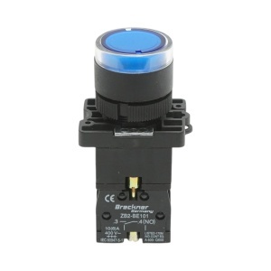 Buton indicator LED albastru cu rezistenta integrata 1NO, 220V, LAY5 Breckner Germany