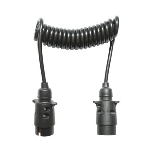 Cablu spiral 2.5m cu 2 stechere tata, 7 pini pentru priza auto remorca Breckner Germany