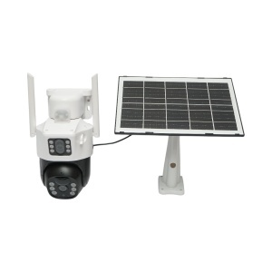 Camera supraveghere lentila duala 2x2MP, WIFI rotativa cu panou solar 7W, PTZ, 1080P, senzor miscare, night vision, aplicatie V380 Pro