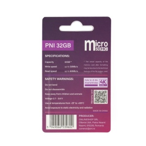 Card de memorie MicroSD PNI 32GB cu adaptor SD, Clasa 10, 80 Mb/s, V30 - Img 3